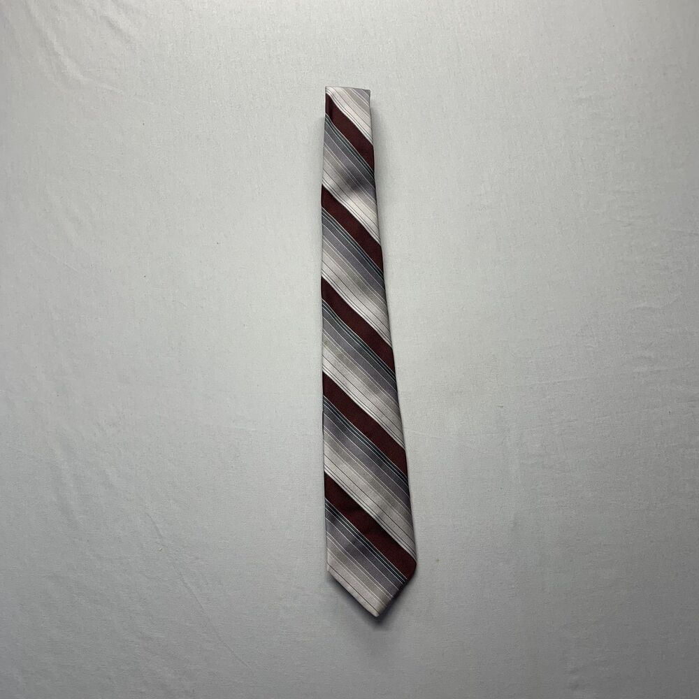 Regimental Repp Striped Neck Tie Mens Red Wedding Formal Suit Vintage BRITTANIA